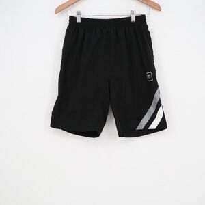 Arena Mens Black Athletic Swim Shorts Striped Graphic Size M